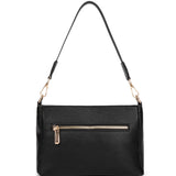 Borsa a spalla da donna 100% pelle vegana PU 703-1PT-BLACK Diana&co