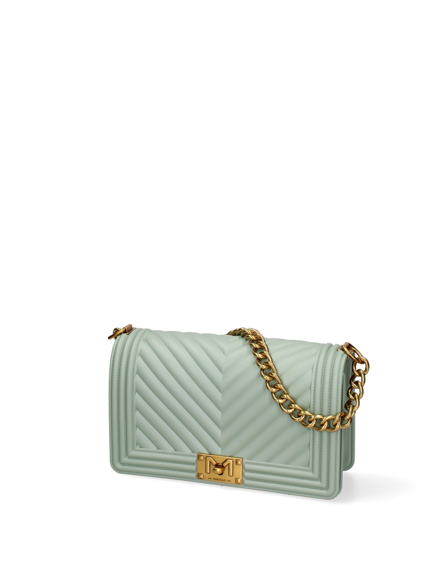 Borsa a mano da donna 100% Pvc FLAT-M 24-OLIVE - LIGHT OTTONE Marc Ellis
