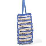 Borsa a spalla da donna Paglia intrecciata 07383-BLUE G88A Viola Castellani