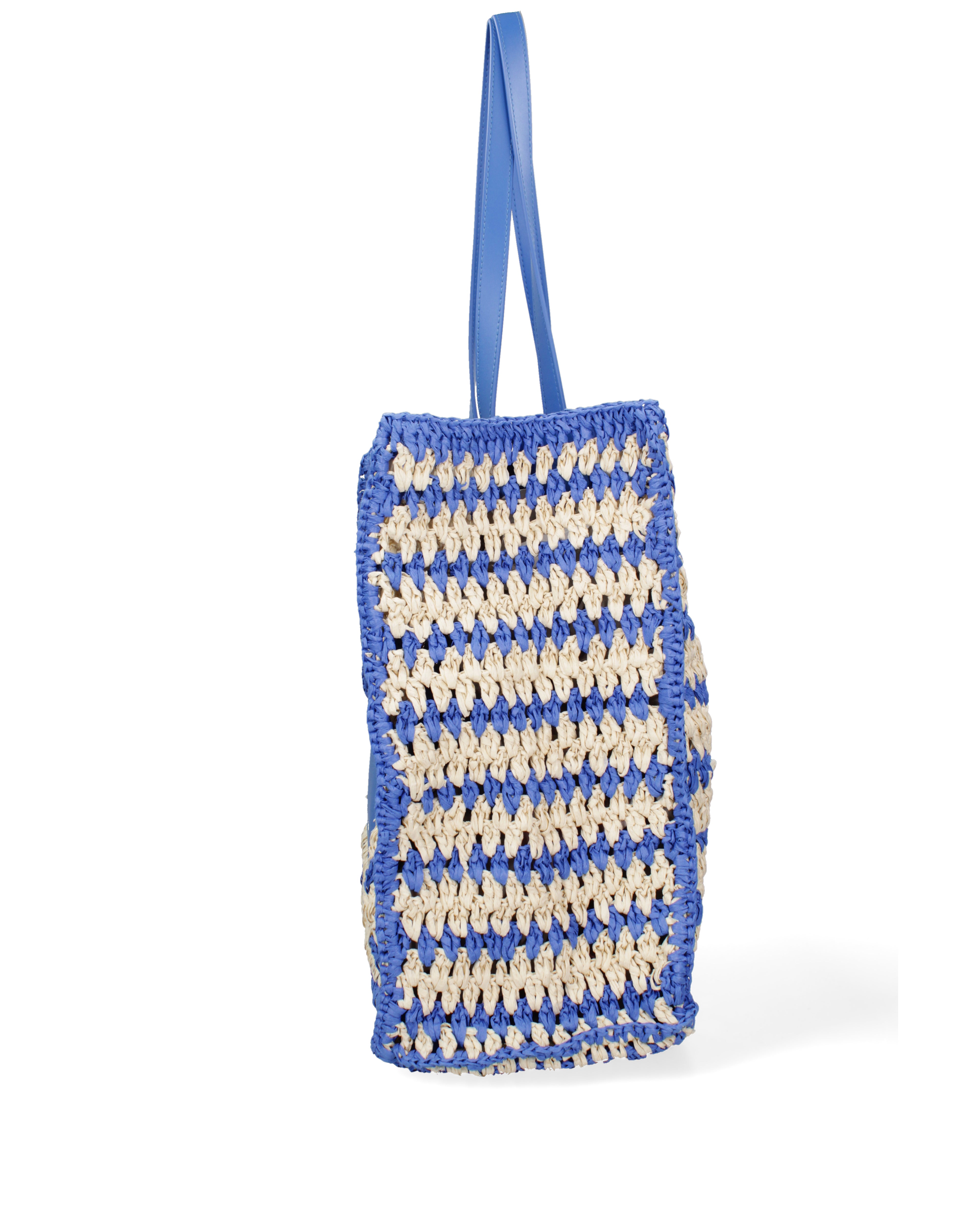Borsa a spalla da donna Paglia intrecciata 07383-BLUE G88A Viola Castellani