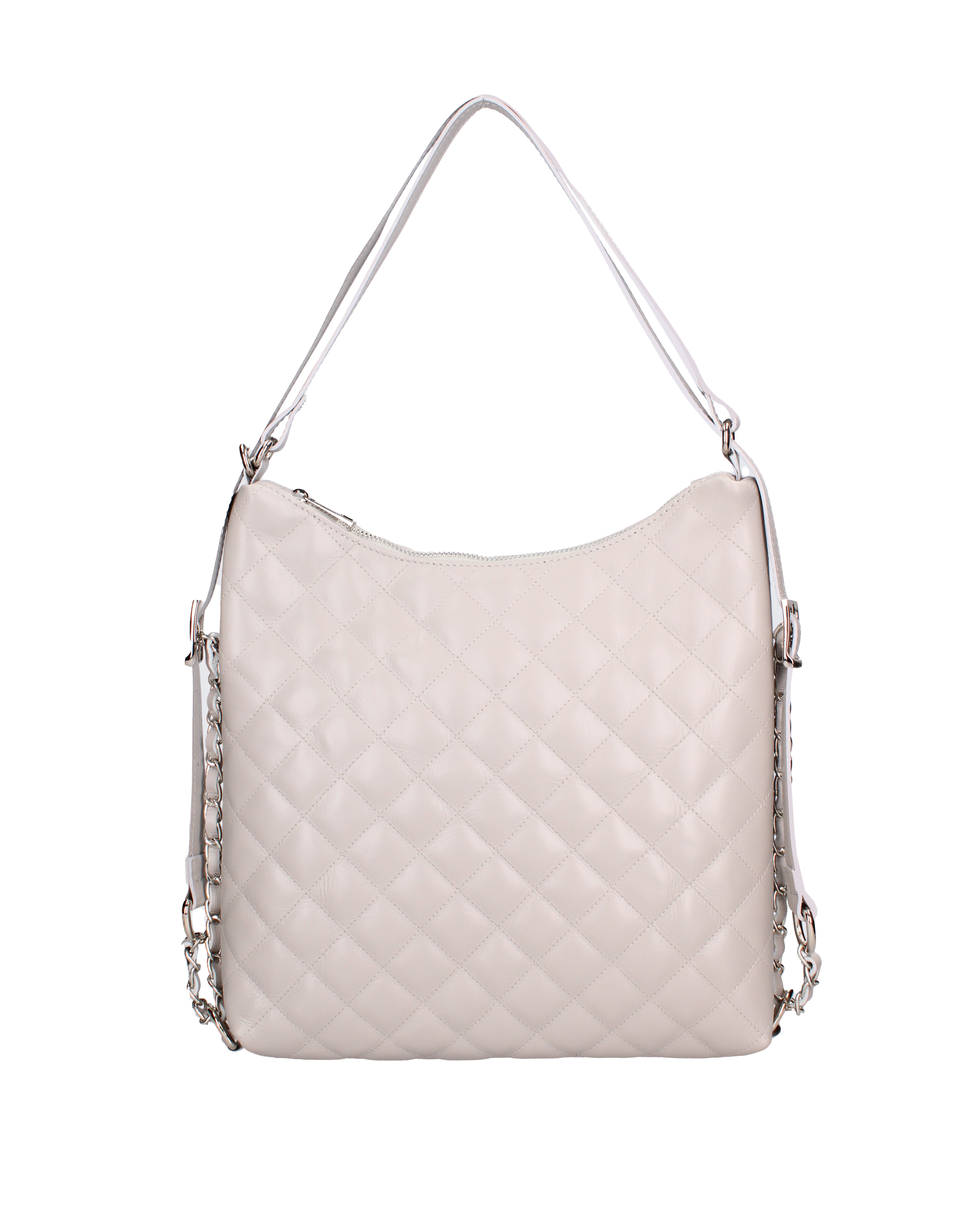 Borsa a spalla convertibile in zaino Vera pelle 07144-S86 GRIGIO Roberta Rossi
