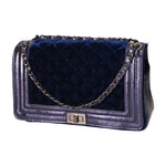 Valeriana Borsa a tracolla da donna Velluto e pelle 1139-BLU Gave Lux