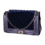 Valeriana Borsa a tracolla da donna Velluto e pelle 1139-BLU Gave Lux