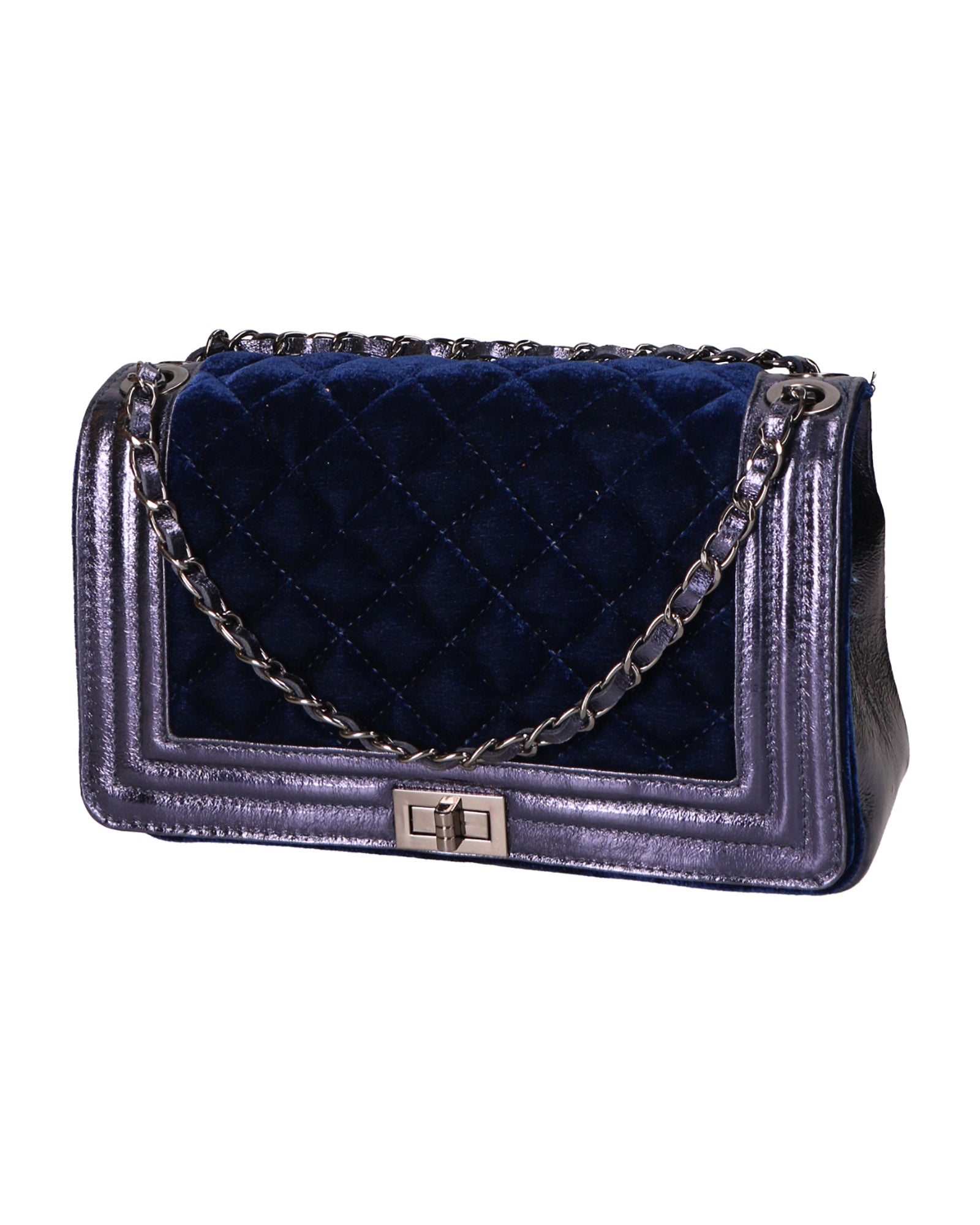 Valeriana Borsa a tracolla da donna Velluto e pelle 1139-BLU Gave Lux