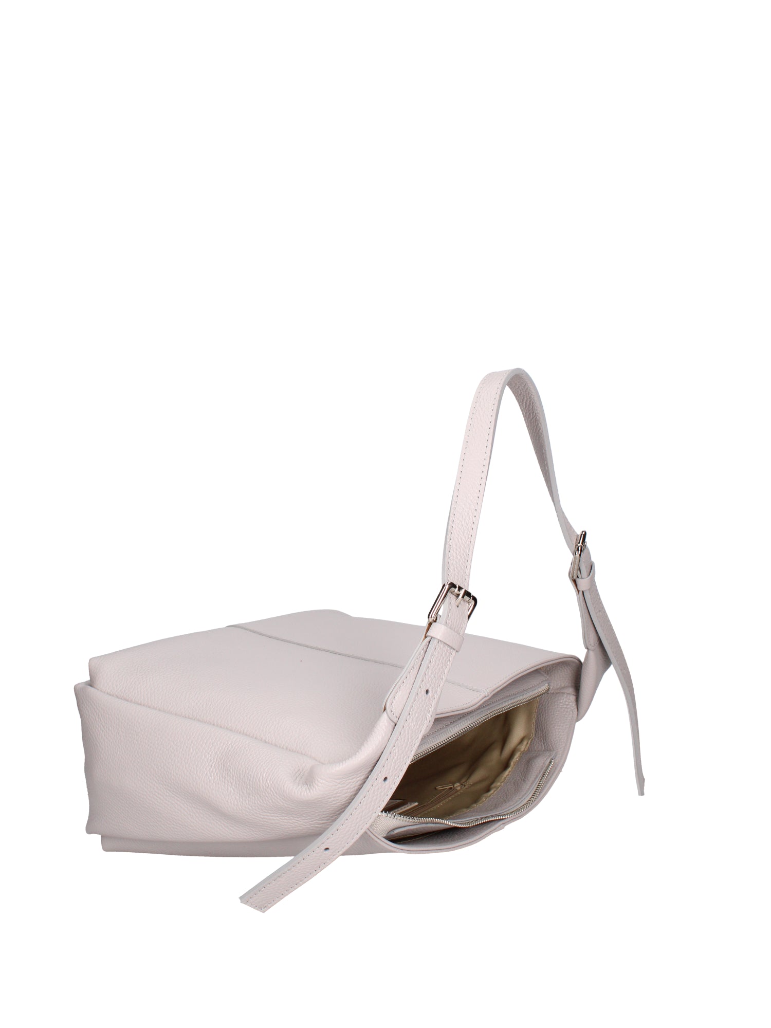Borsa a spalla da donna Misto pelle e tessuto 07157-D86 GRIGIO PERLA Roberta Rossi