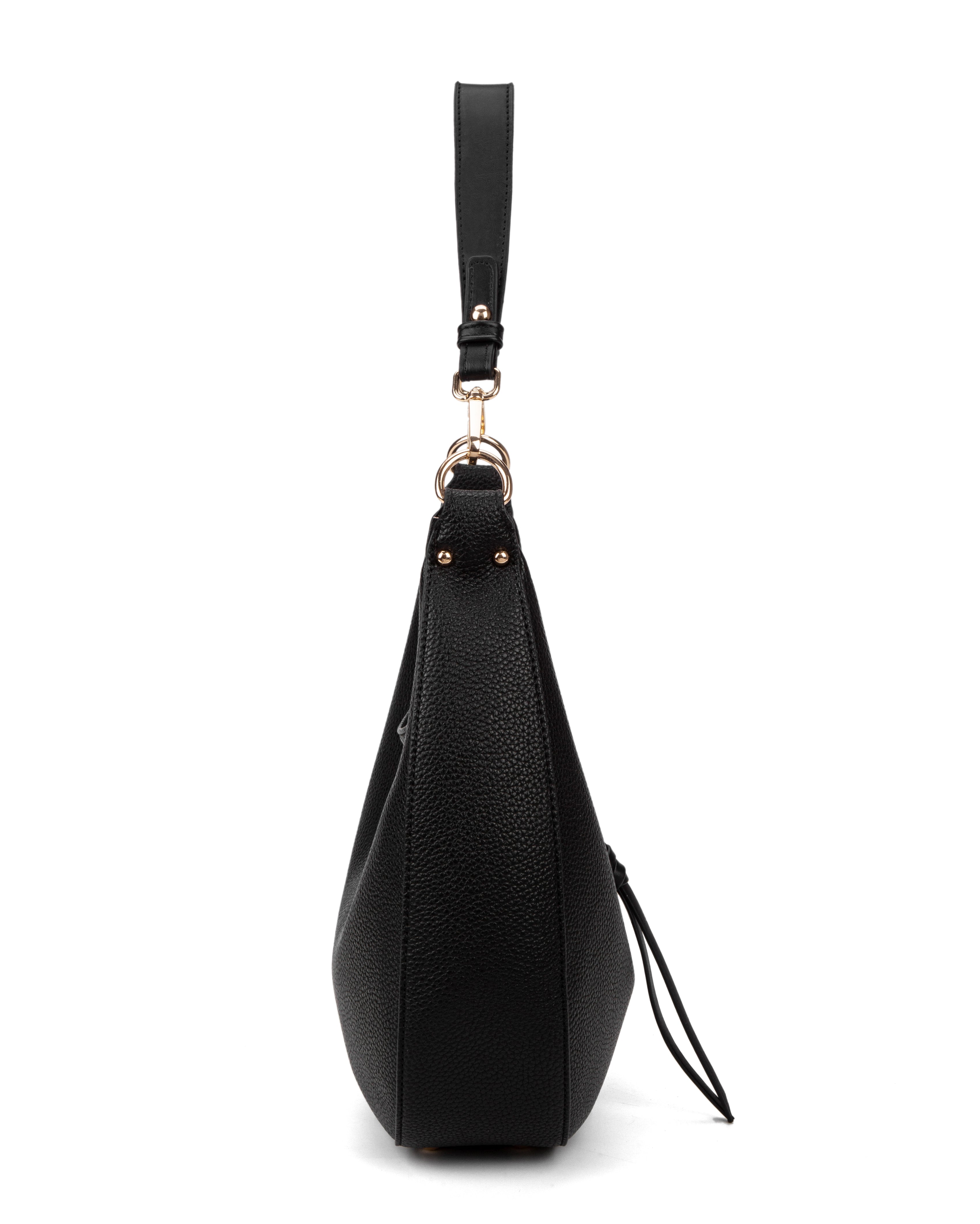 Borsa a spalla da donna 100% pelle vegana PU 715-1PT-BLACK Diana&co