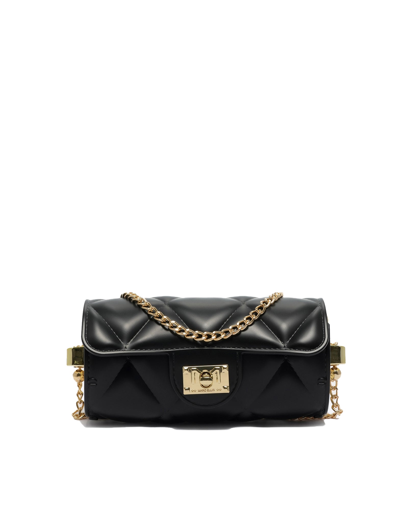 Borsa a mano da donna 100% Pvc FLAT MOON-BLACK + GOLD Marc Ellis
