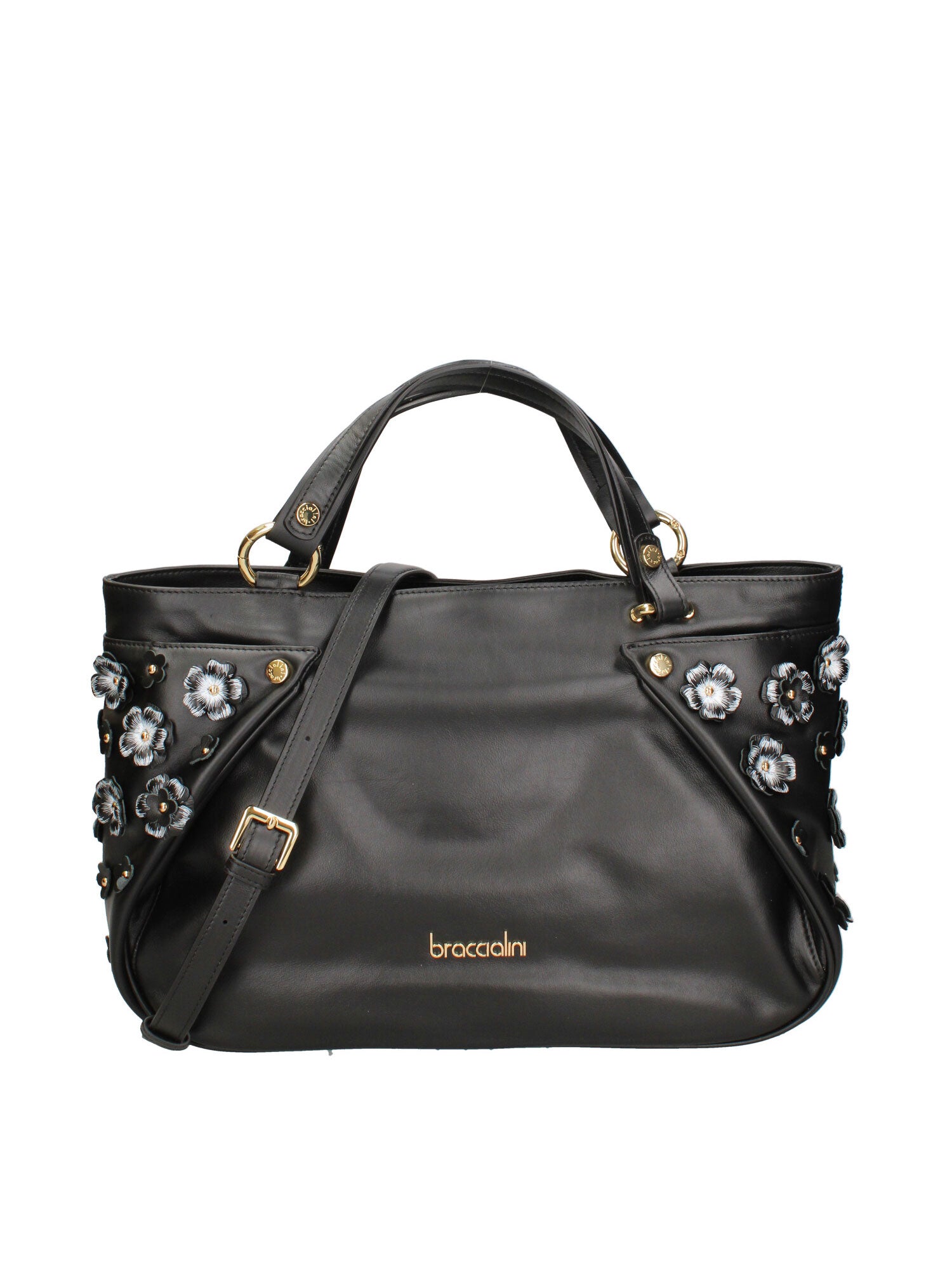Iolara Lux Borsa a spalla da donna Vera pelle B17240-NERO Braccialini