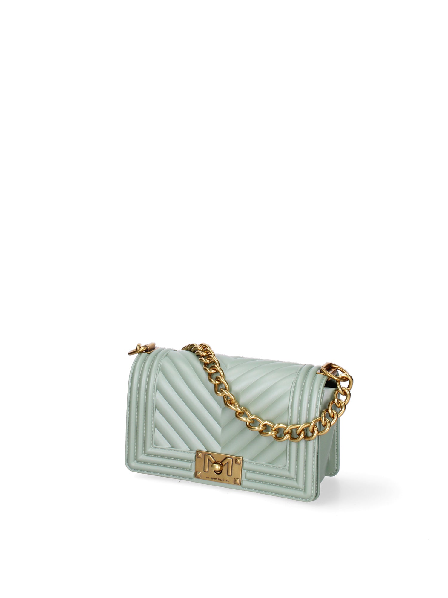 Borsa a mano da donna 100% Pvc FLAT-S 24-OLIVE - LIGHT OTTONE Marc Ellis