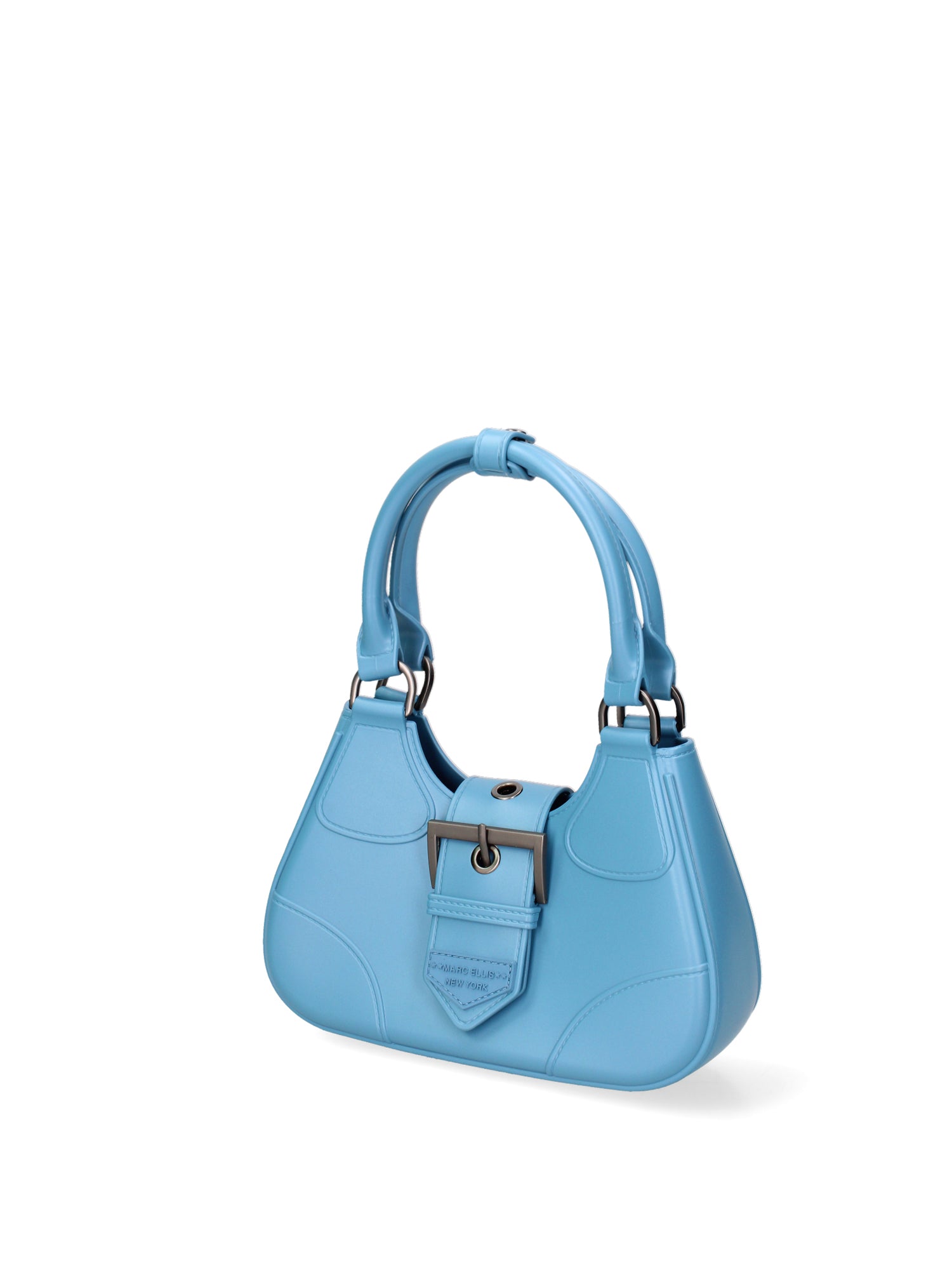 Borsa a mano da donna 100% PVC FLAT-CIRCLE-SUGAR BLUE - SATIN CDF Marc Ellis