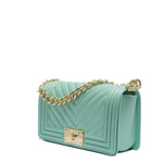 Borsa a mano da donna 100% Pvc FLAT S-VERDE ACQUA + LIGHT GOLD Marc Ellis