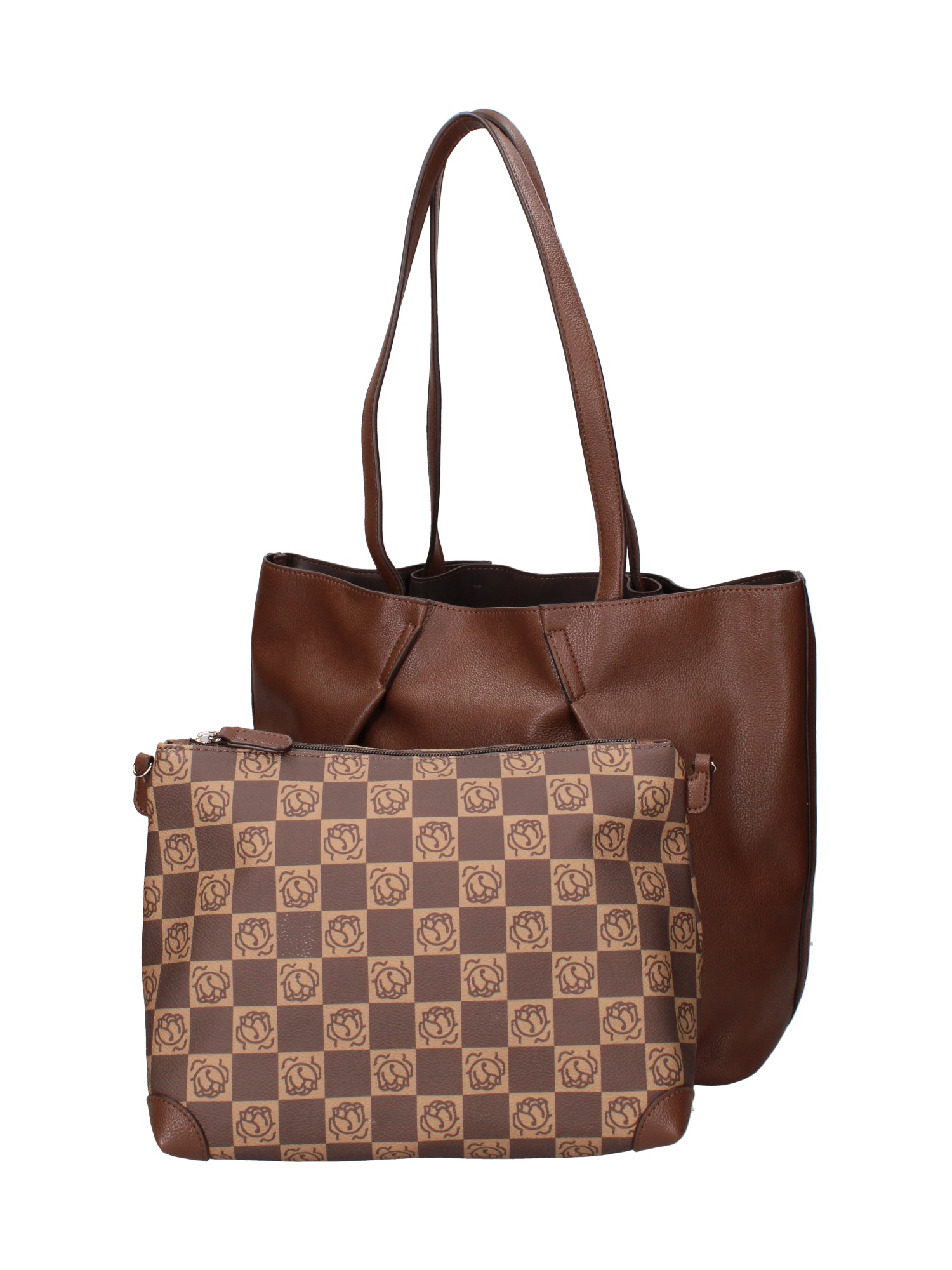 Iridea Borsa a spalla da donna 100% poliuretano B16261-MARRONE Braccialini