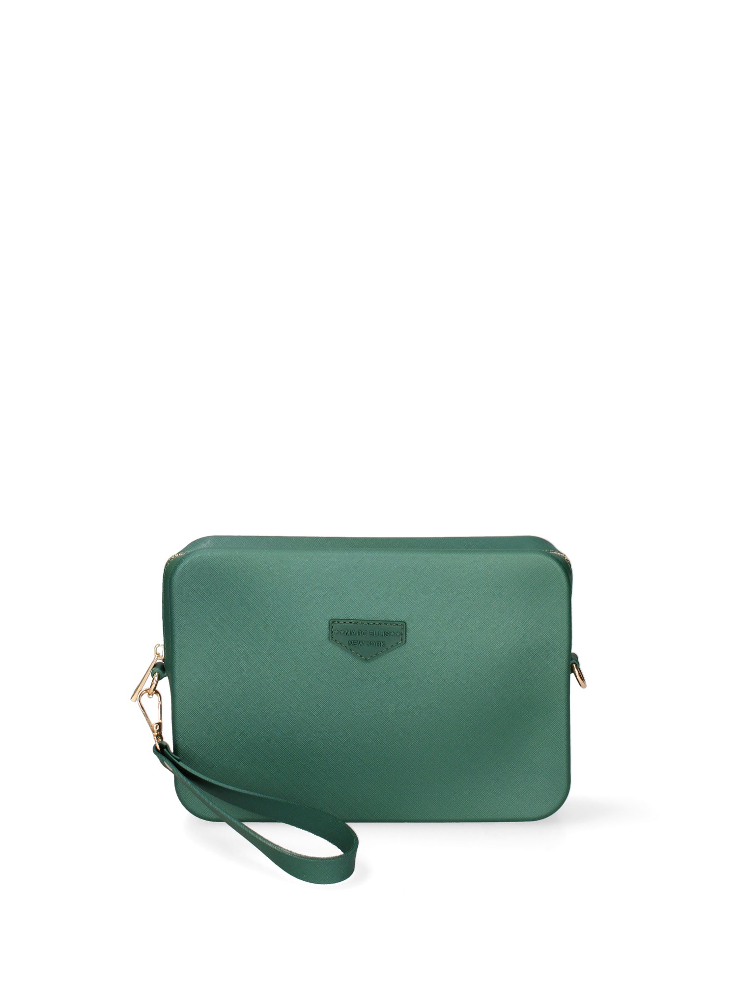 Borsa a tracolla da donna 100% Pvc FLAT-FLOWE-FOREST GREEN - LIGHT GOLD Marc Ellis