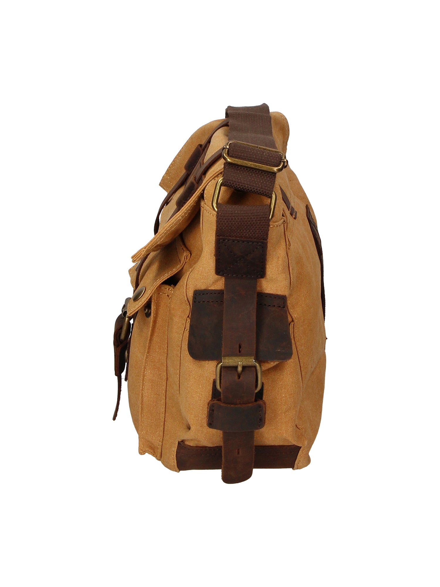 Melania Borsa a spalla unisex Canvas e vera pelle ZG3016-CUOIO COGNAC Gave Lux