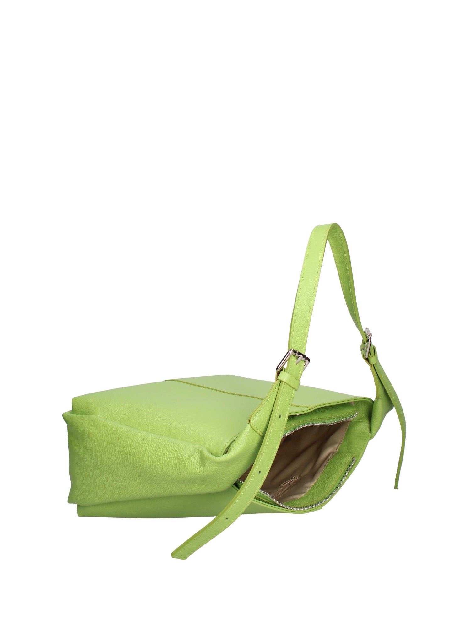 Borsa a spalla da donna Misto pelle e tessuto 07157-D12 VERDE Roberta Rossi