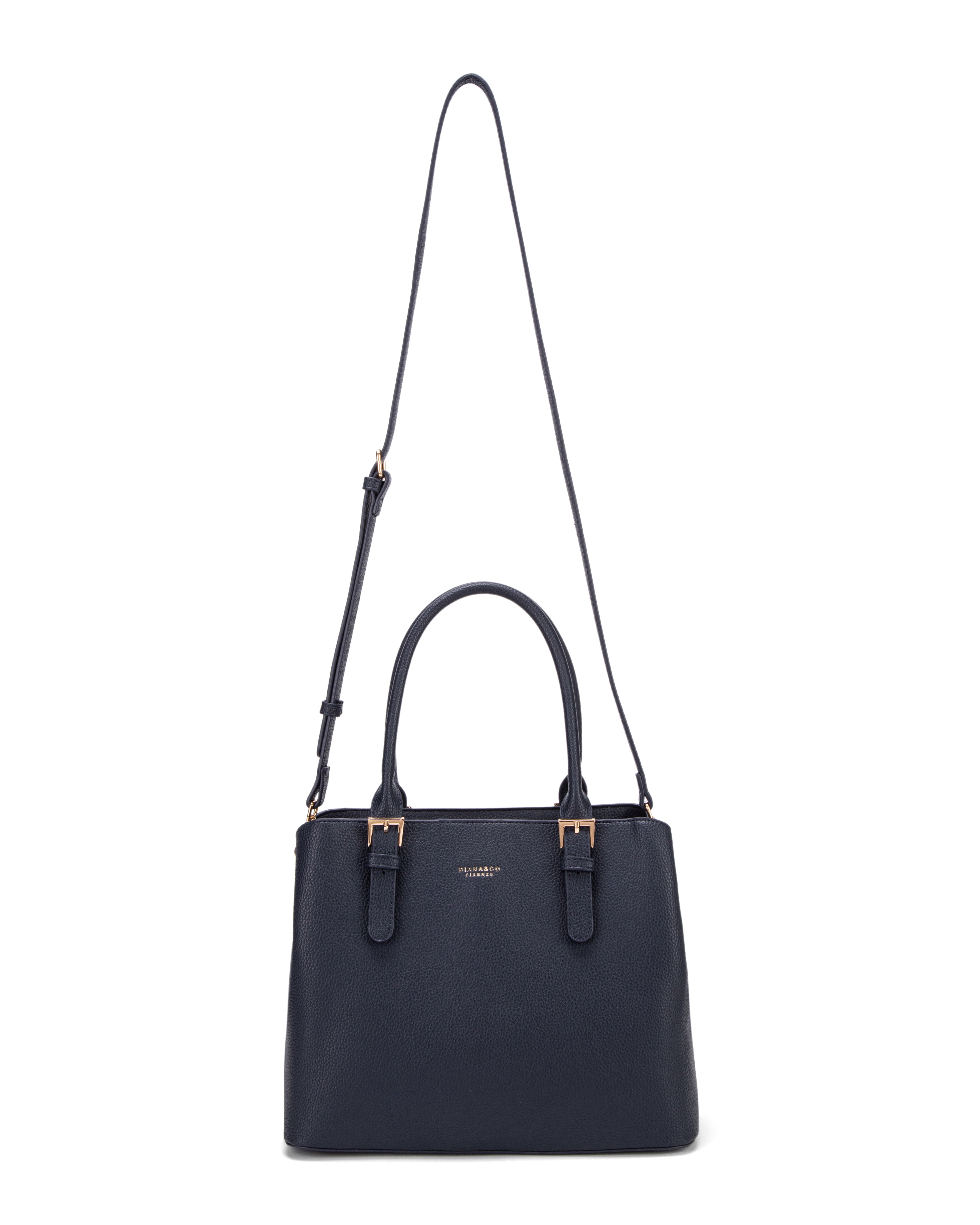 Borsa a mano da donna 100% pelle vegana PU 716-2PT-NAVYBLUE Diana&co
