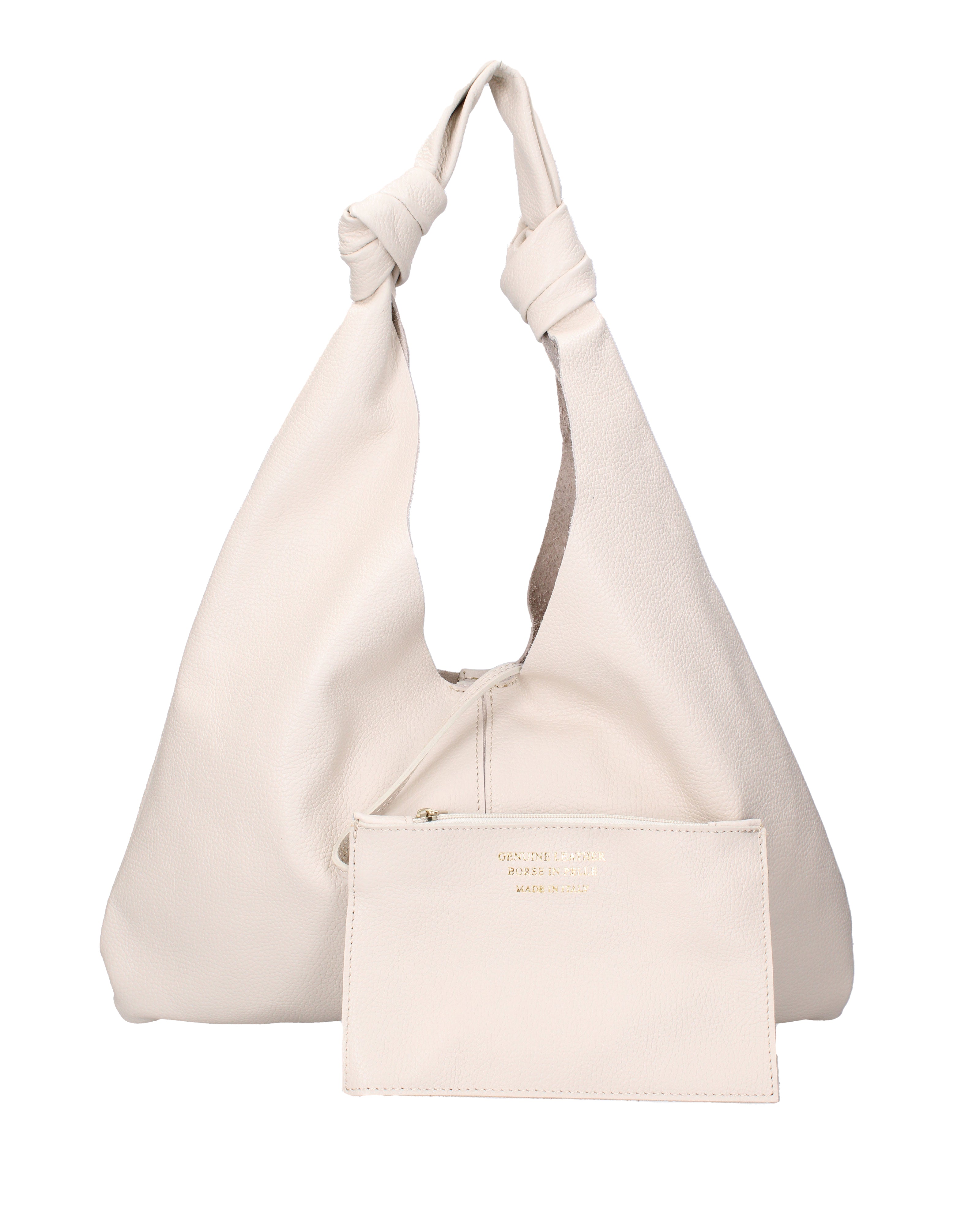 Borsa a spalla da donna 100% vera pelle 07156-D37 LATTE Viola Castellani