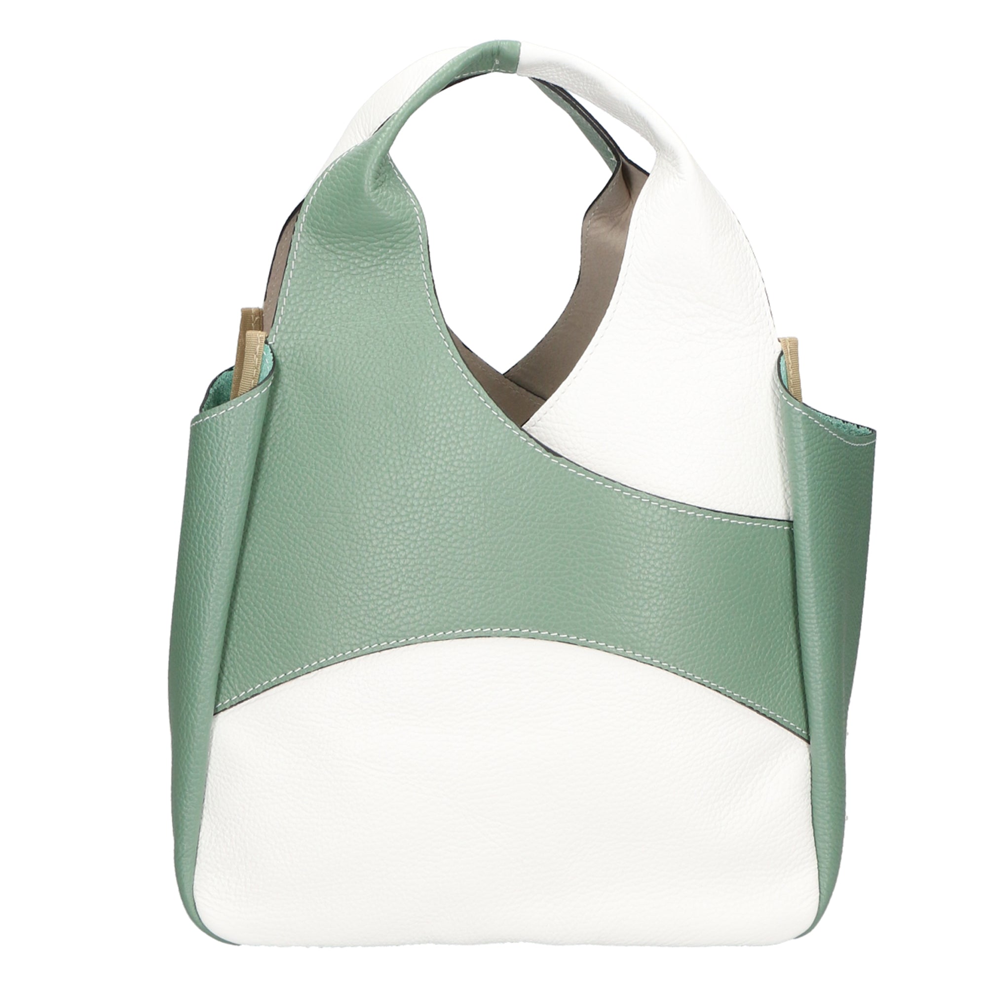 Iside Borsa a mano da donna 100% pelle 05793-D01 BIANCO + D96 MENTA Gave Lux