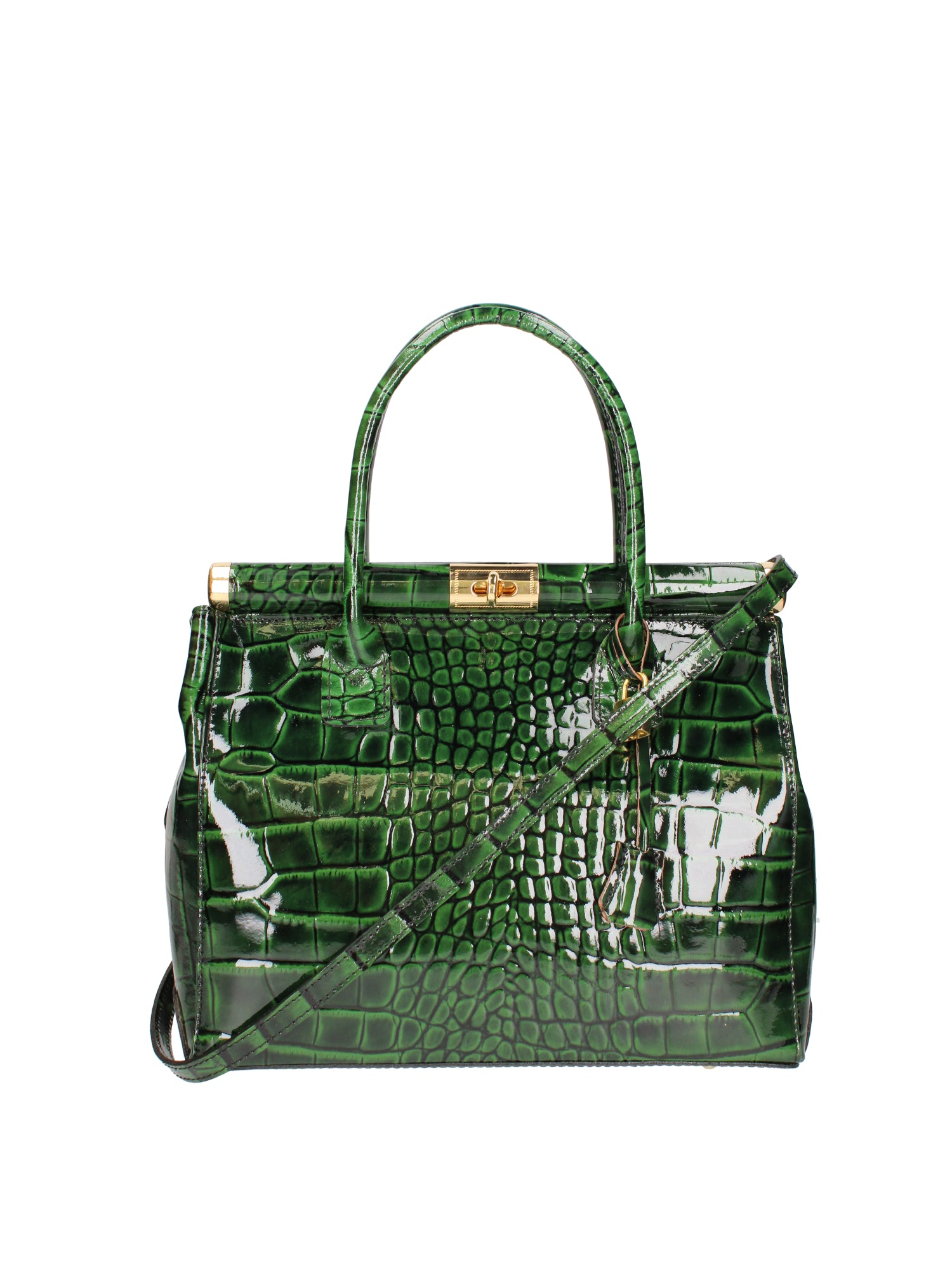 Delfina Borsa a mano da donna Vera pelle 7742-C14 VERDE SCURO Gave Lux