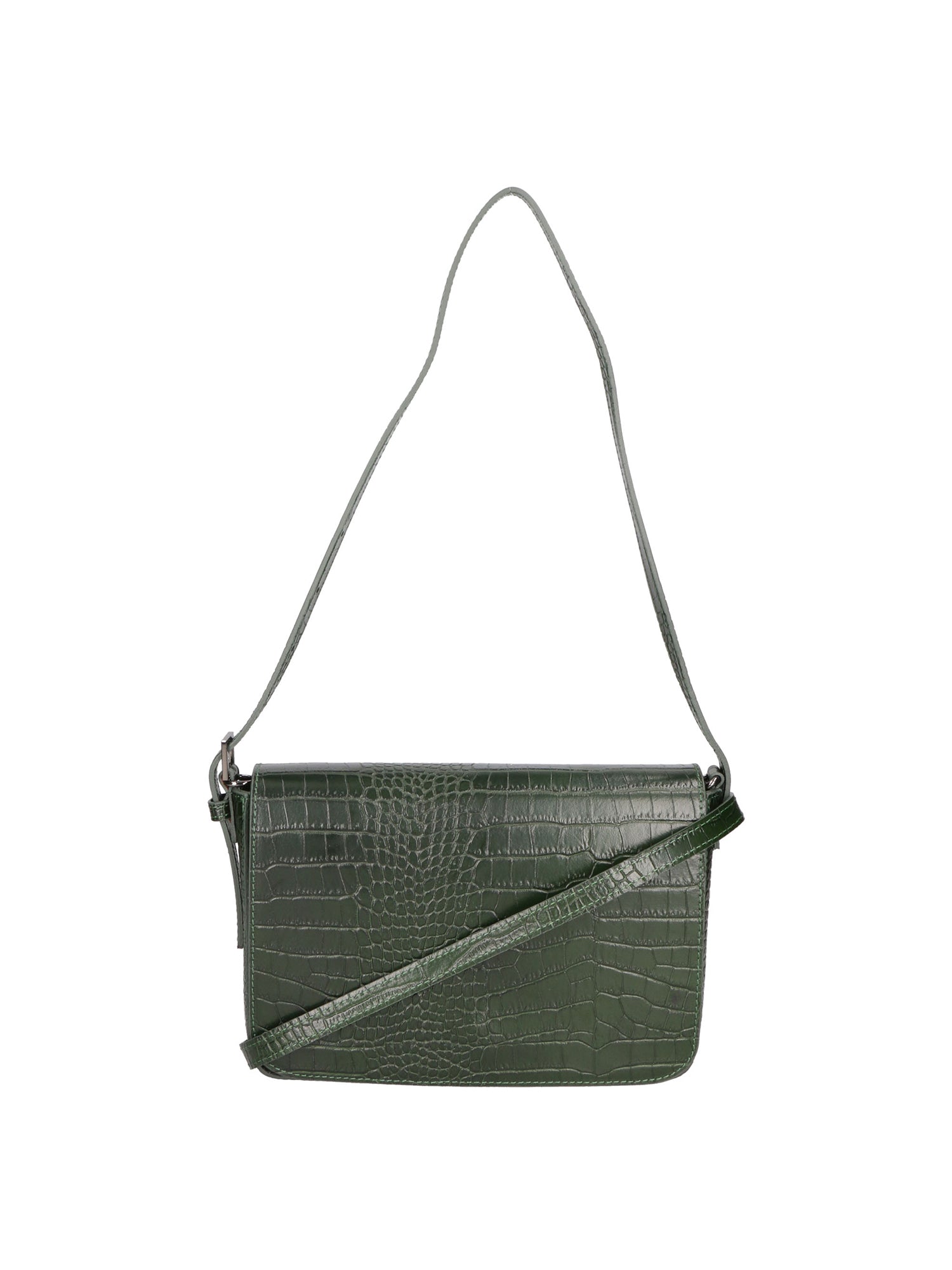 Azzurra Borsa a spalla da donna Vera pelle croco 05699-C14 VERDE SCURO Gave Lux