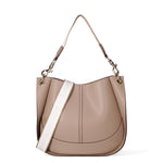 Borsa a spalla da donna 100% pelle riciclata 07224-Taupe Viola Castellani