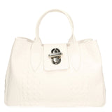 Ascoli Borsa a mano da donna Pelle stampata cocco 7718-BIANCO Gave Lux