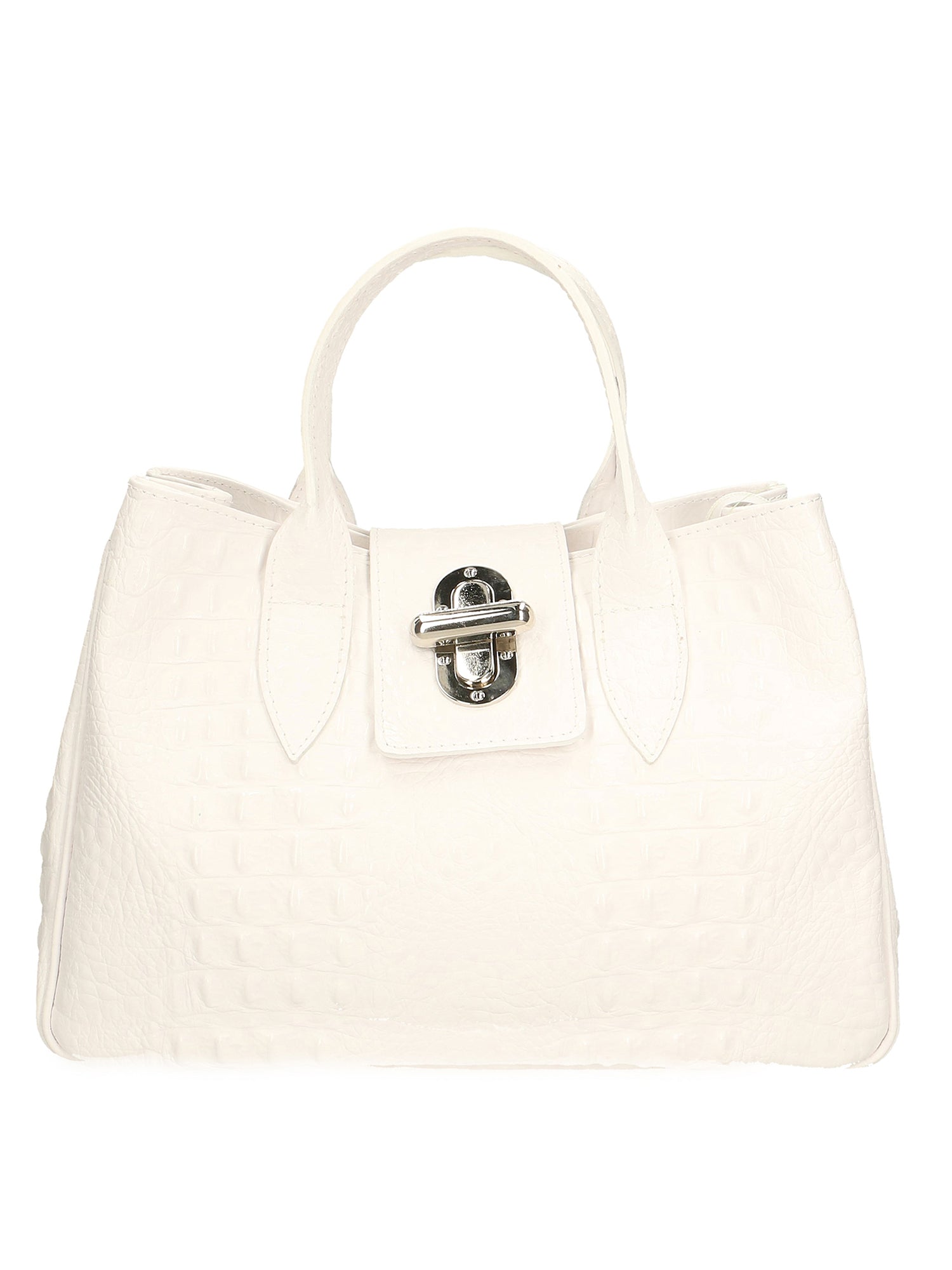 Ascoli Borsa a mano da donna Pelle stampata cocco 7718-BIANCO Gave Lux