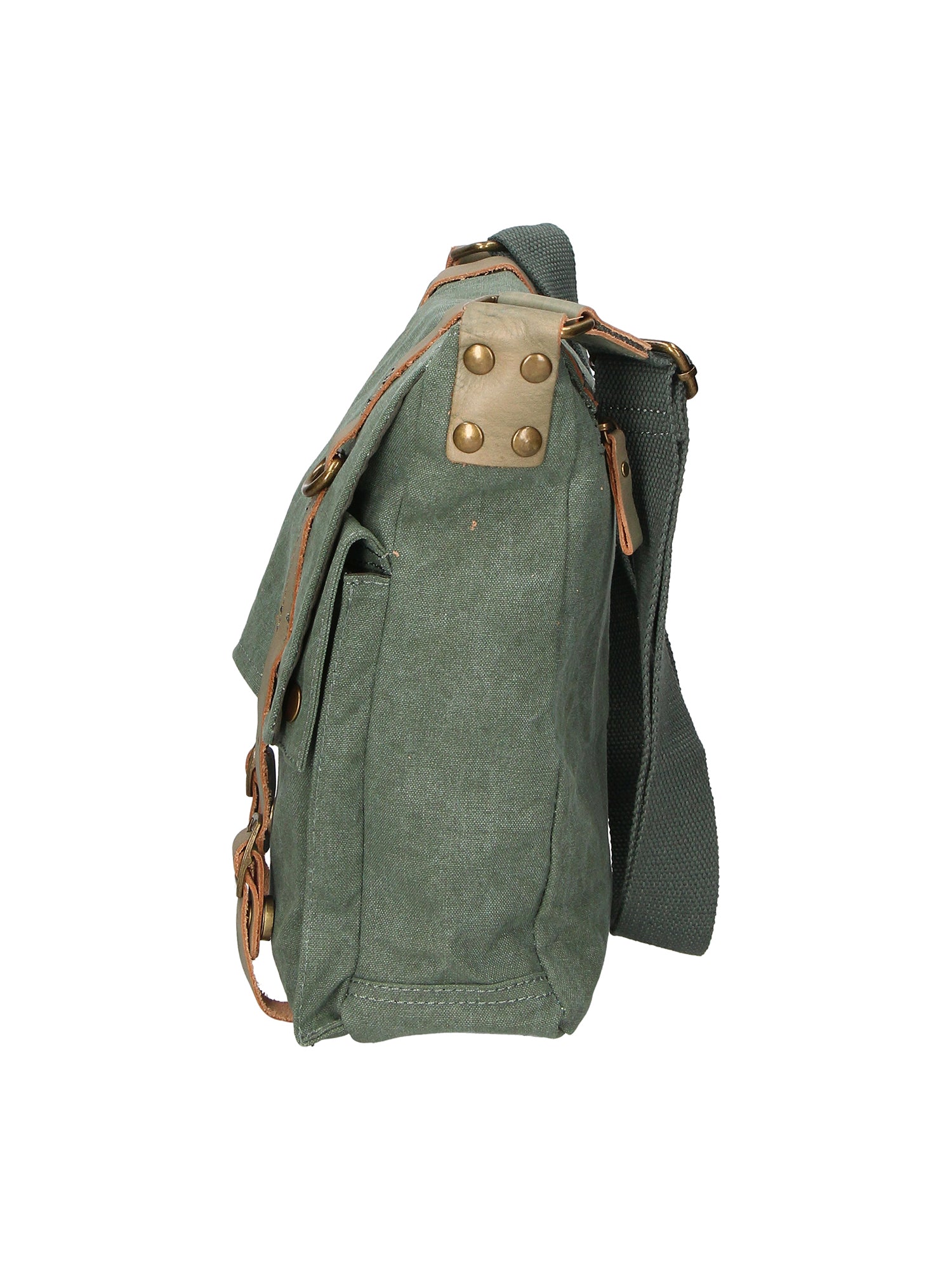 Milena Borsa a tracolla unisex Canvas e vera pelle ZG3009-VERDE GREEN Gave Lux
