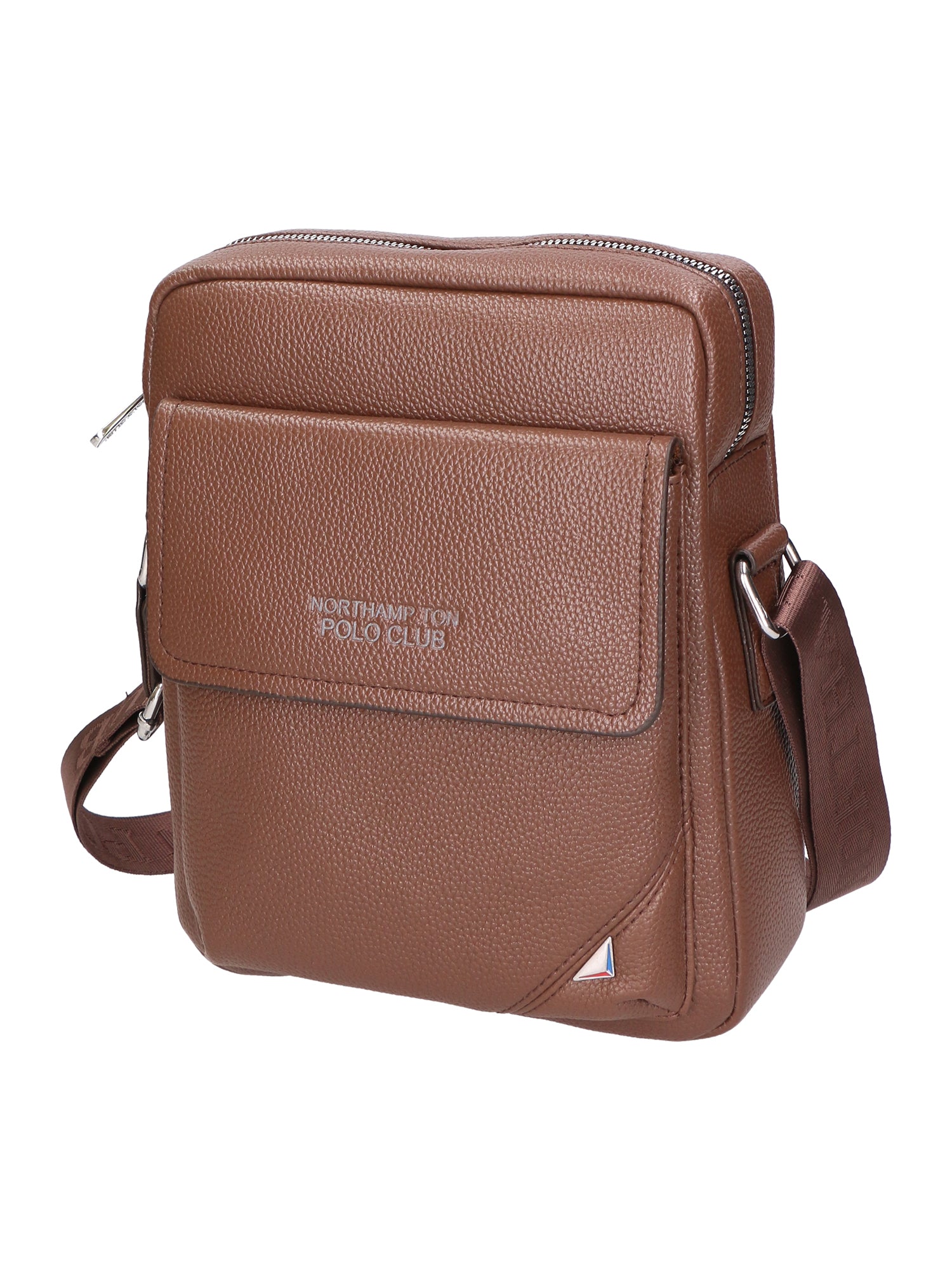 Borsa a tracolla uomo 100% pelle PU PCL3027-LIGHT BROWN Northampton Polo Club
