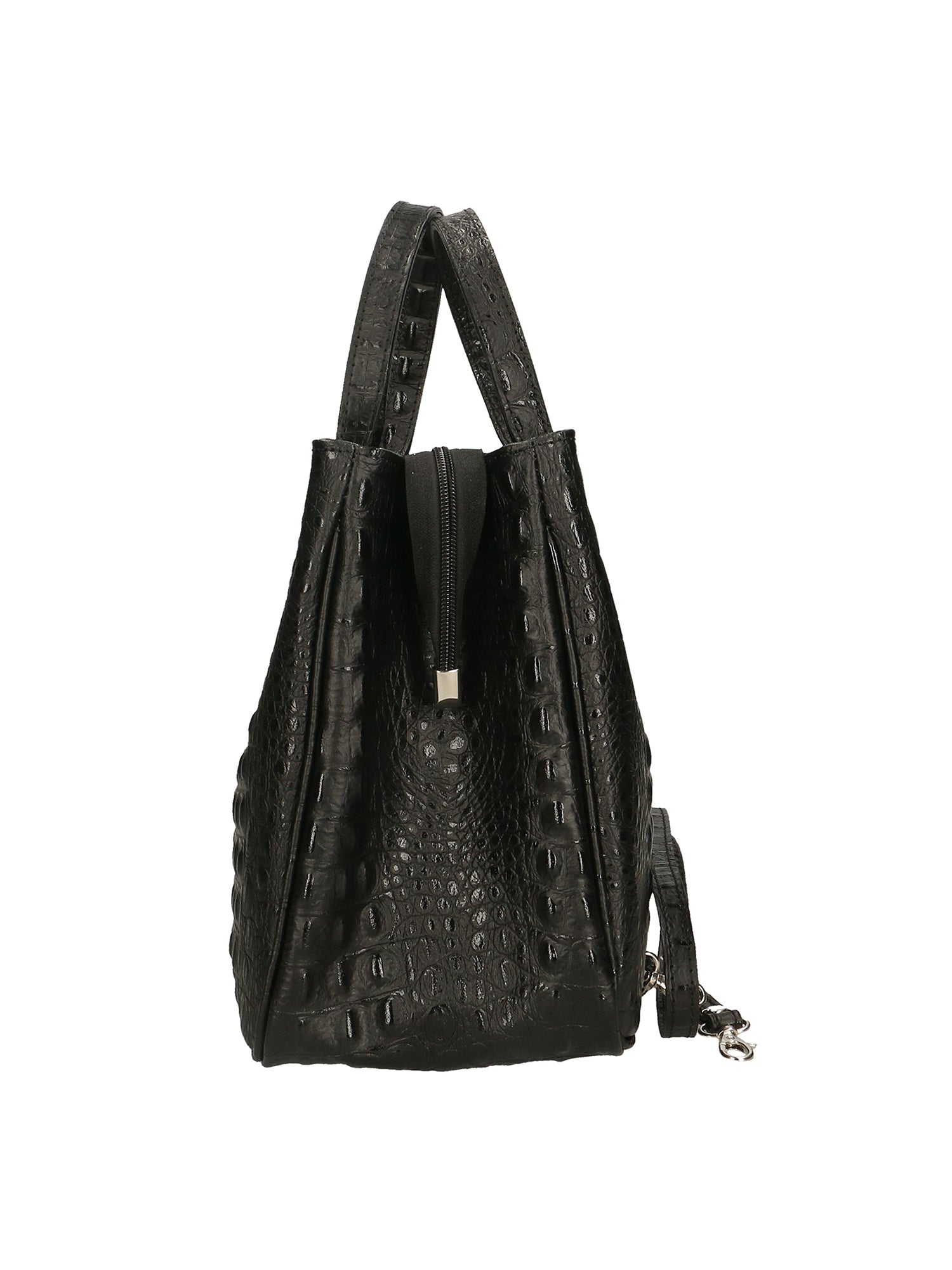 Ascoli Borsa a mano da donna Pelle stampata cocco 7718-NERO BLACK Gave Lux