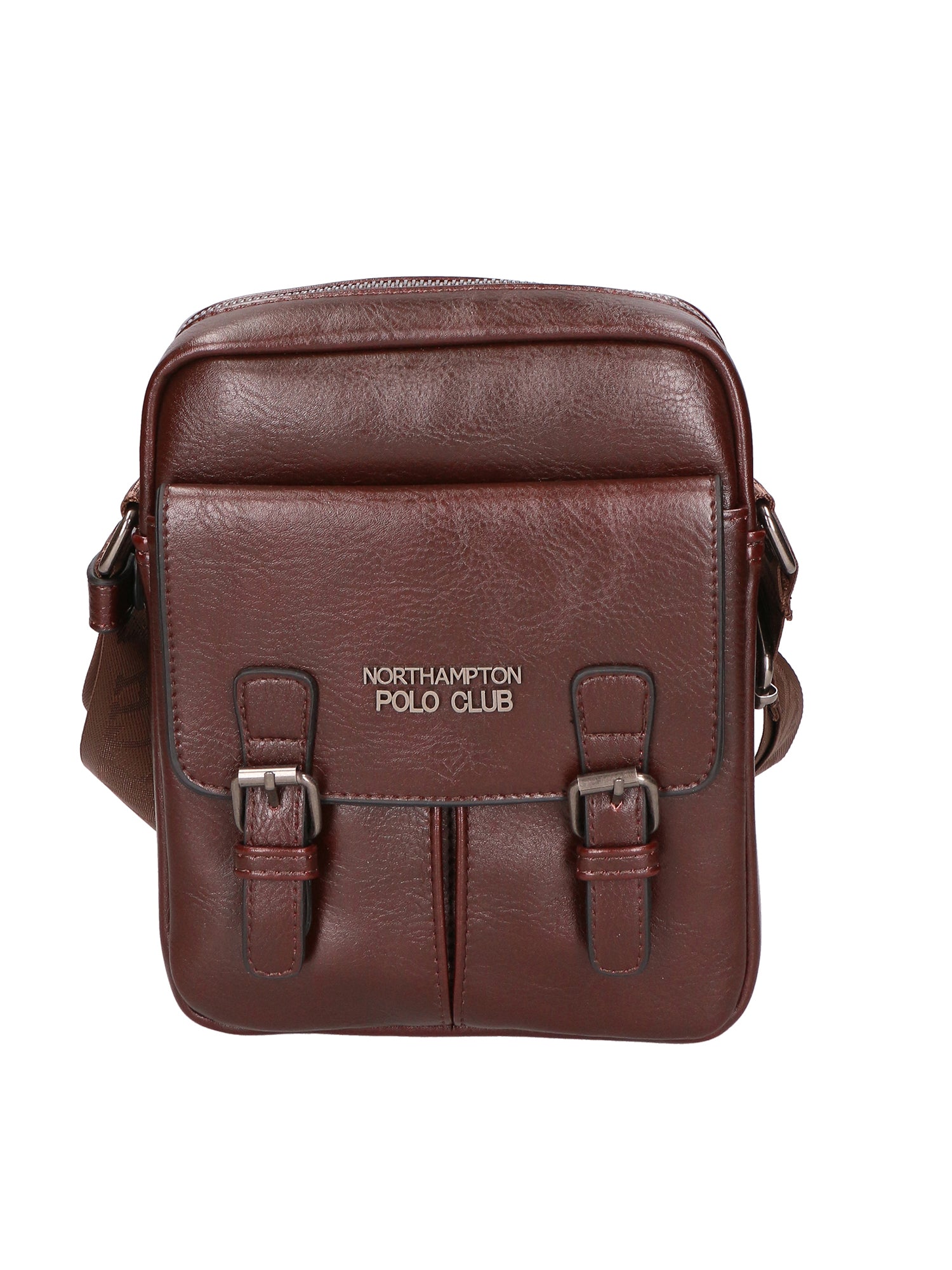 Borsa a tracolla uomo 100% PU Leather PCL3080-BROWN Northampton Polo Club