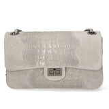 Edvige Borsa a spalla da donna Pelle Croco Stampata 80045-GRIGIO Gave Lux