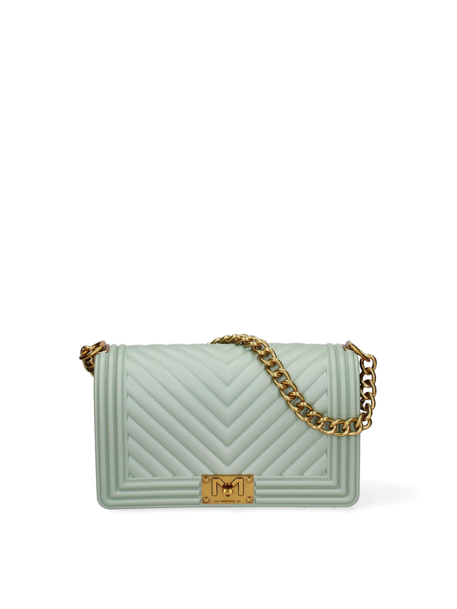 Borsa a mano da donna 100% Pvc FLAT-M 24-OLIVE - LIGHT OTTONE Marc Ellis