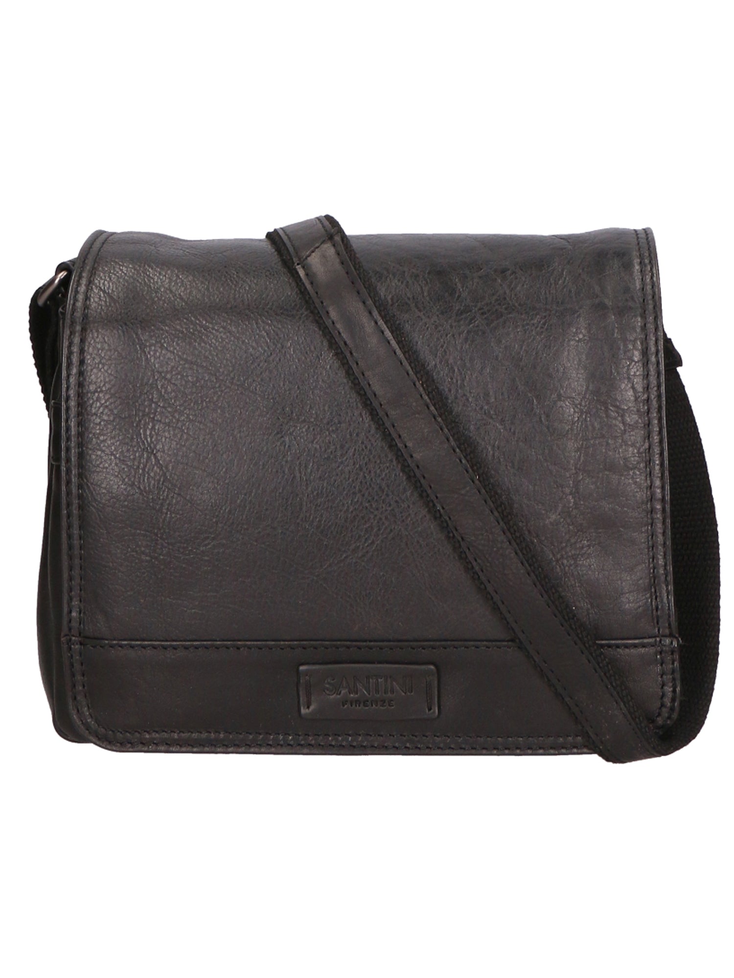 Borsa a tracolla unisex Made in Italy Vera pelle SN5863047-BLACK Santini Firenze