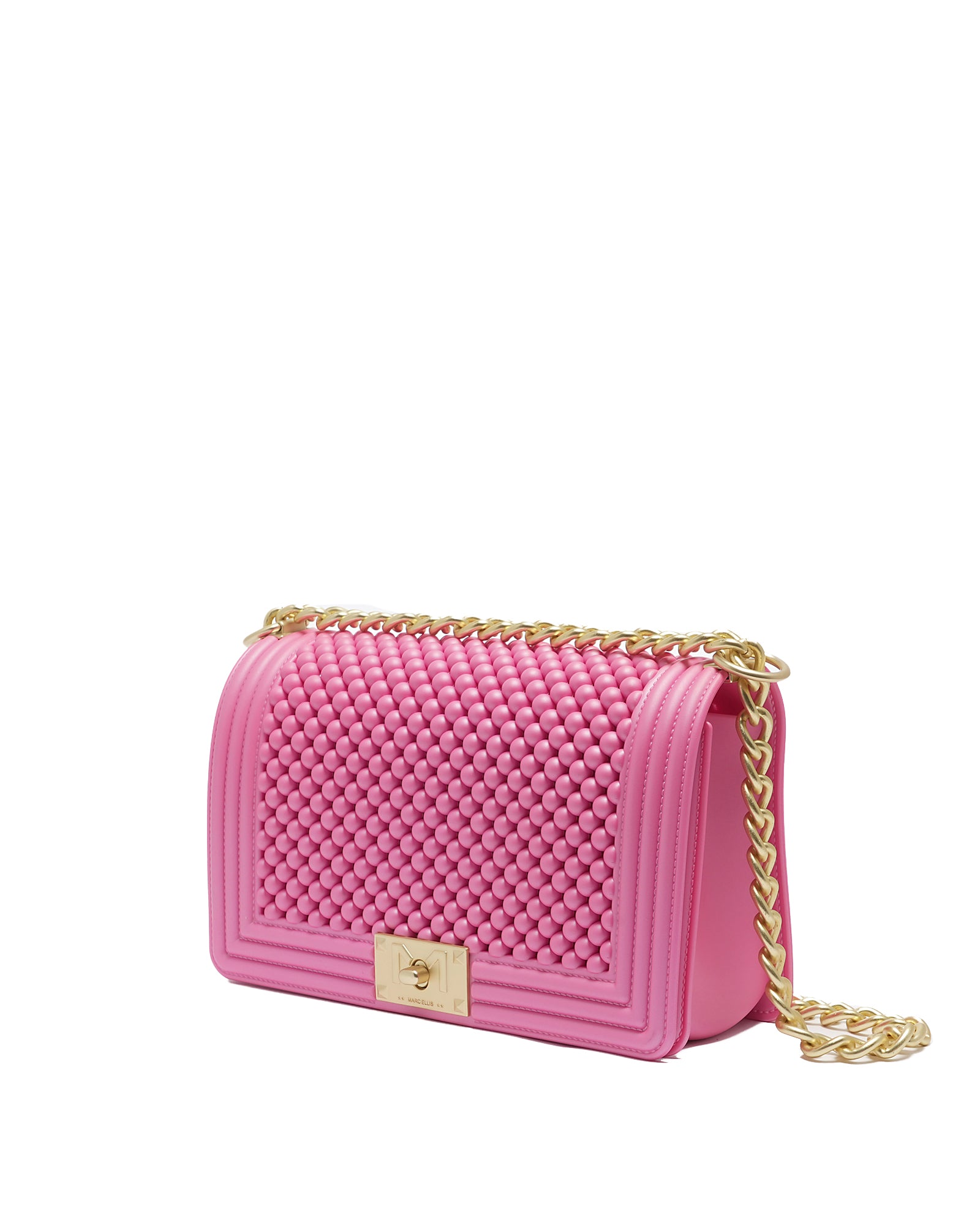 Borsa a mano da donna 100% Pvc FLAT M BALL-AURORA PINK + OFF GOLD Marc Ellis