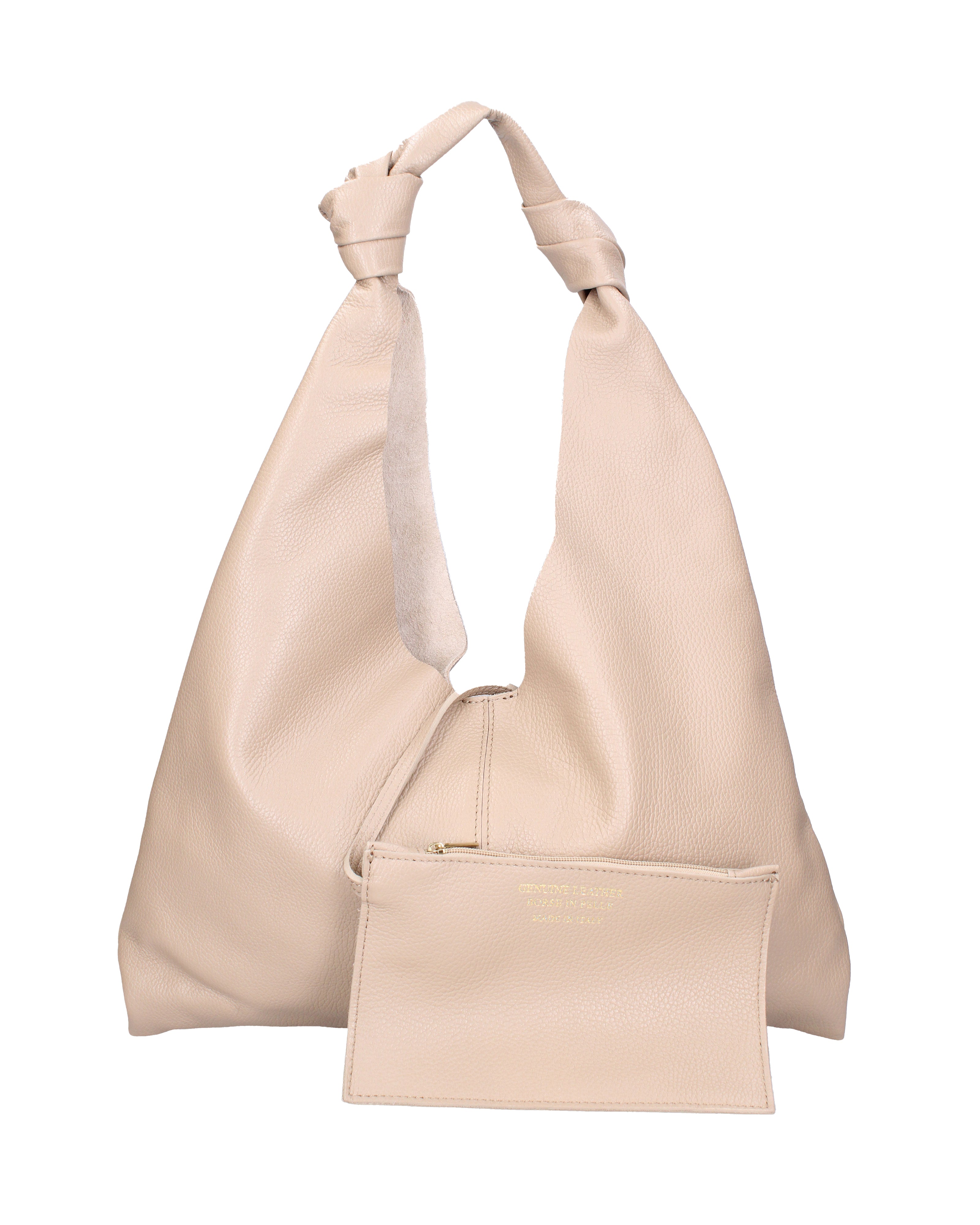 Borsa a spalla da donna 100% vera pelle 07156-D05 CAPPUCCINO Viola Castellani