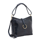 Borsa a spalla da donna 100% pelle 5541-Blu I Fratelli