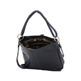 Borsa a spalla da donna 100% pelle 5541-Blu I Fratelli