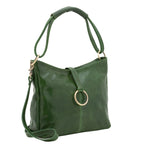 Borsa a spalla da donna 100% pelle 5541-Verde I Fratelli