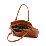Borsa a mano da donna 100% pelle 5557-Cognac I Fratelli