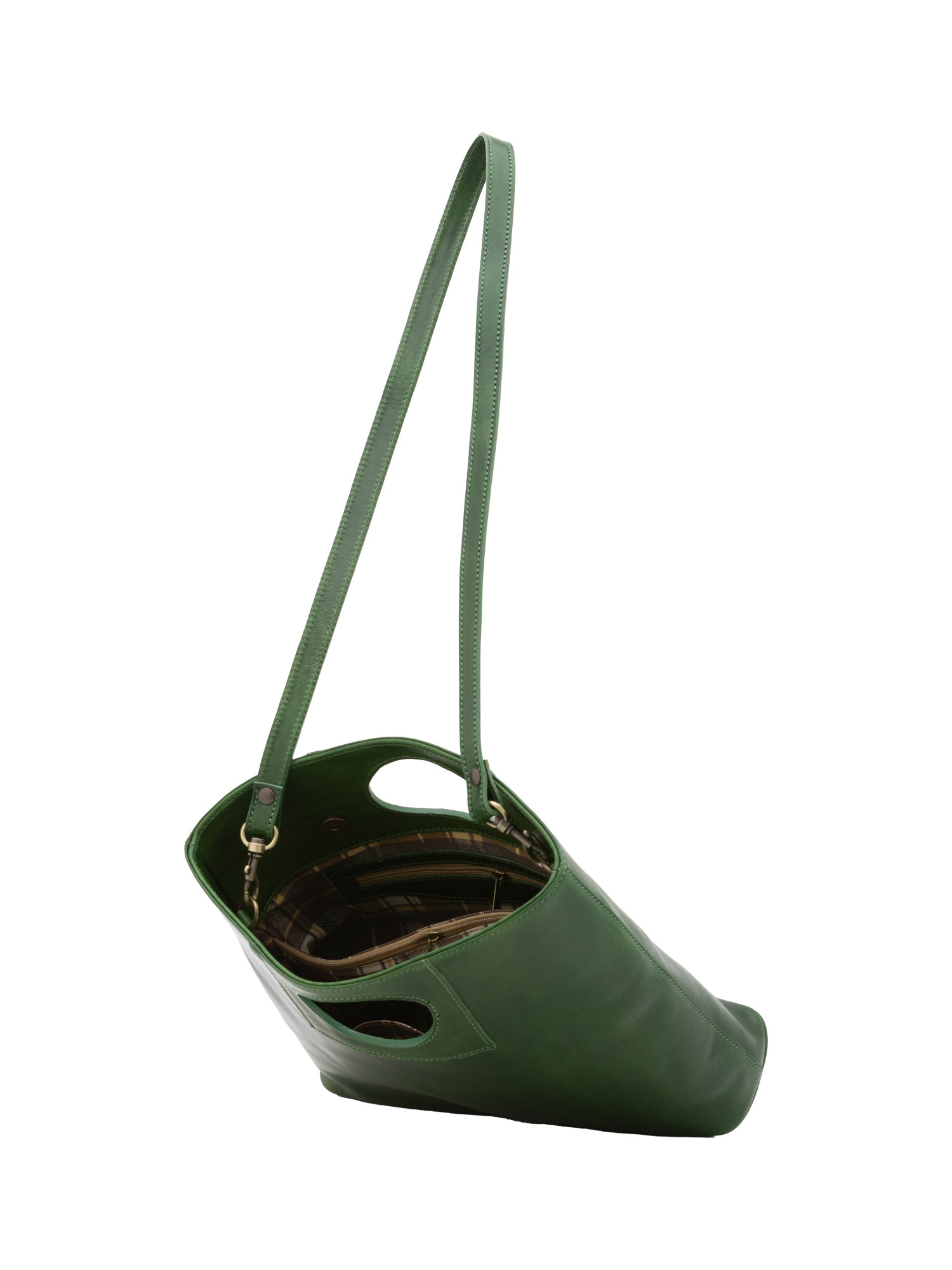 Borsa a tracolla da donna Vera pelle 5563-Verde I Fratelli
