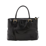 Borsa a tracolla da donna 100% pelle 5566-Nero I Fratelli