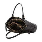 Borsa a tracolla da donna 100% pelle 5566-Nero I Fratelli
