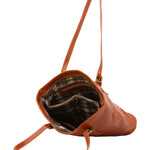 Borsa a spalla da donna 100% vera pelle 5576-Cognac I Fratelli