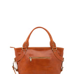 Borsa a mano da donna 100% pelle 5579-Cognac I Fratelli