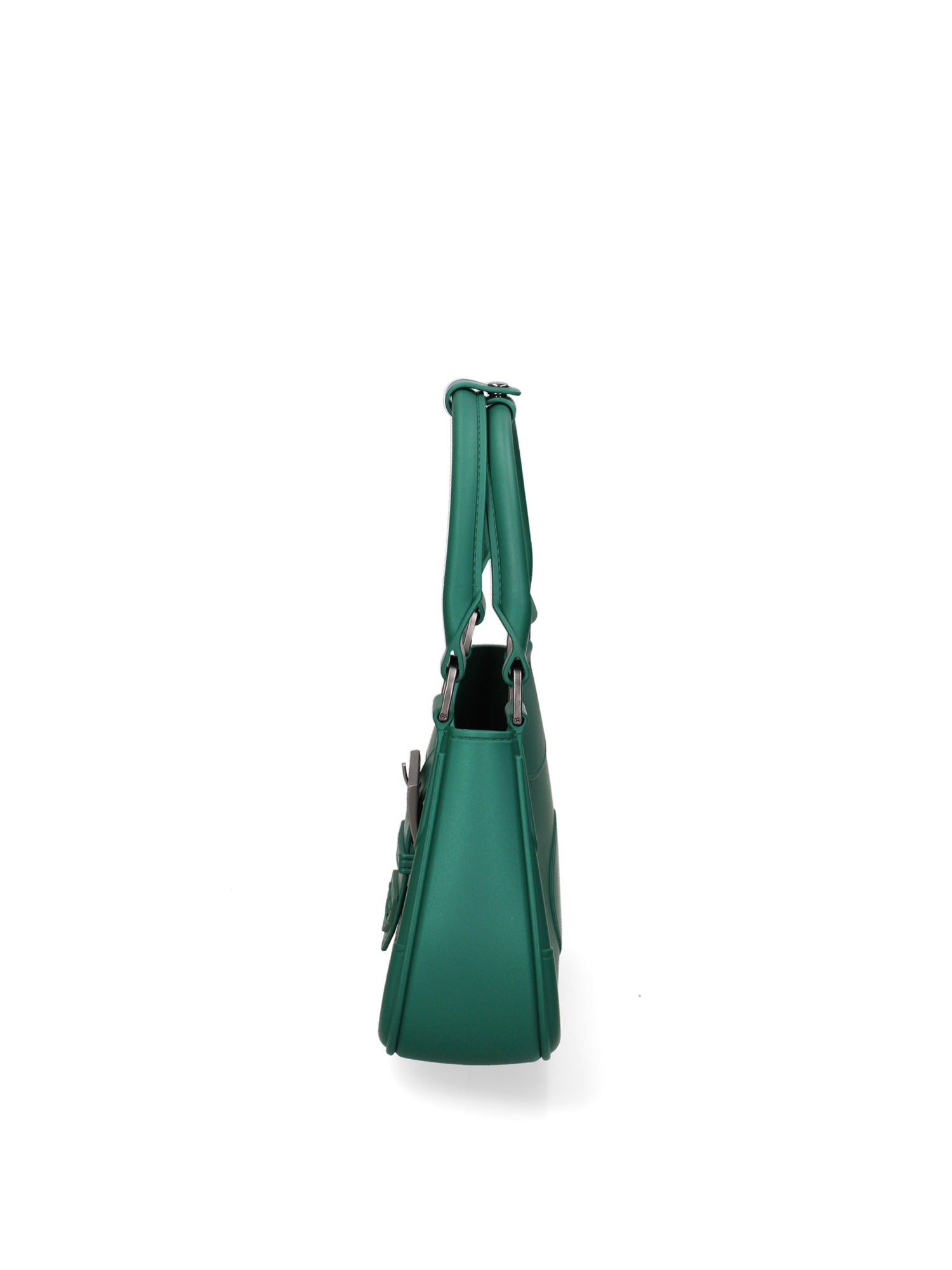 Borsa a mano da donna 100% PVC FLAT-CIRCLE-FOREST GREEN - SATIN CDF Marc Ellis