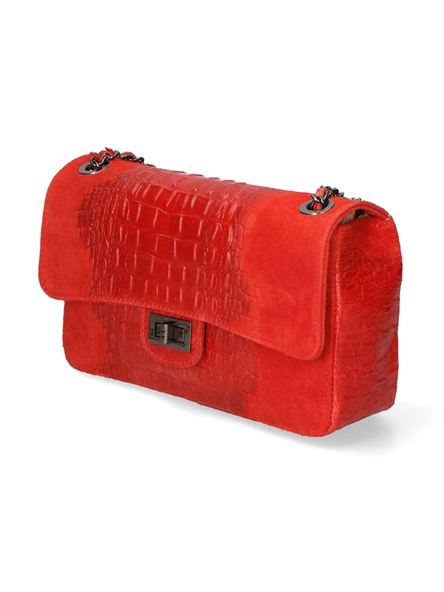 Edvige Borsa a spalla da donna Pelle Croco Stampata 80045-ROSSO RED Gave Lux