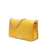 Borsa a mano da donna 100% PVC FLAT M-DARK YELLOW + OFF GOLD Marc Ellis