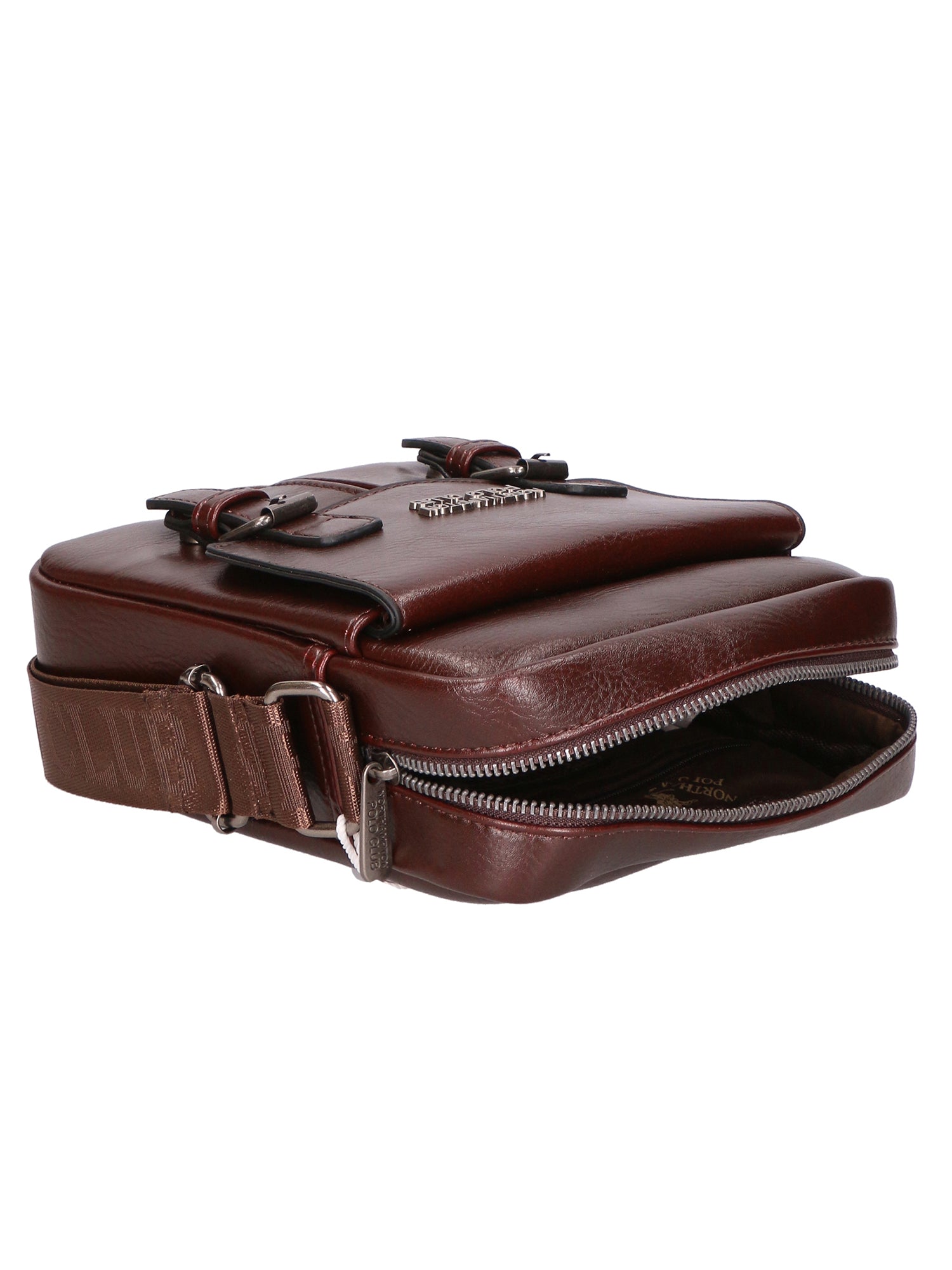 Borsa a tracolla uomo 100% PU Leather PCL3080-BROWN Northampton Polo Club