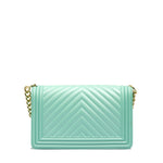 Borsa a mano da donna 100% PVC FLAT M-VERDE ACQUA + LIGHT GOLD Marc Ellis